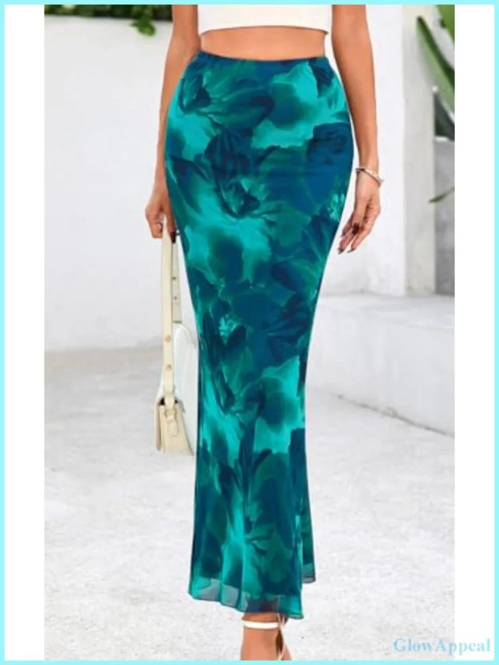 Women's Floral Mesh Bodycon Maxi Skirt High Waisted Fishtail Outfit